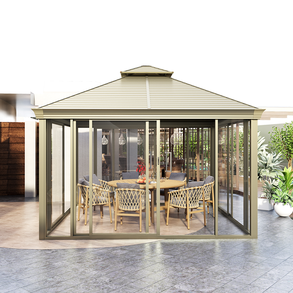 Sombrilla de jardín de casa de policarbonato de 360 ​​* 360 cm