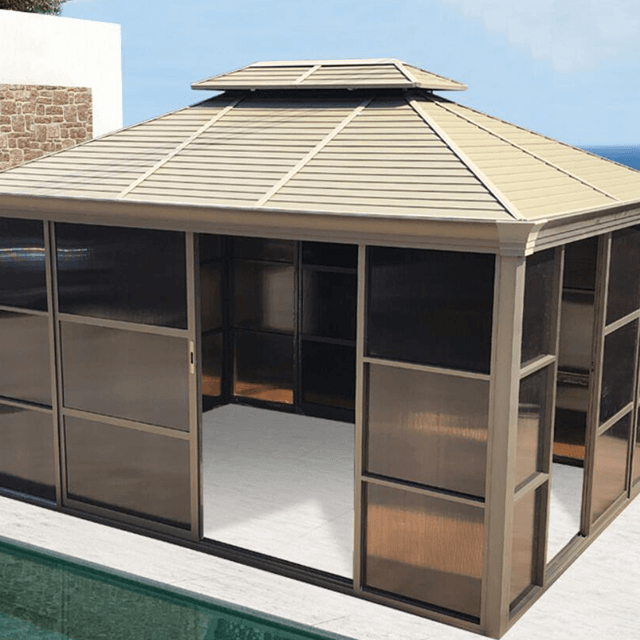 Gazebo de aluminio con puerta corredera