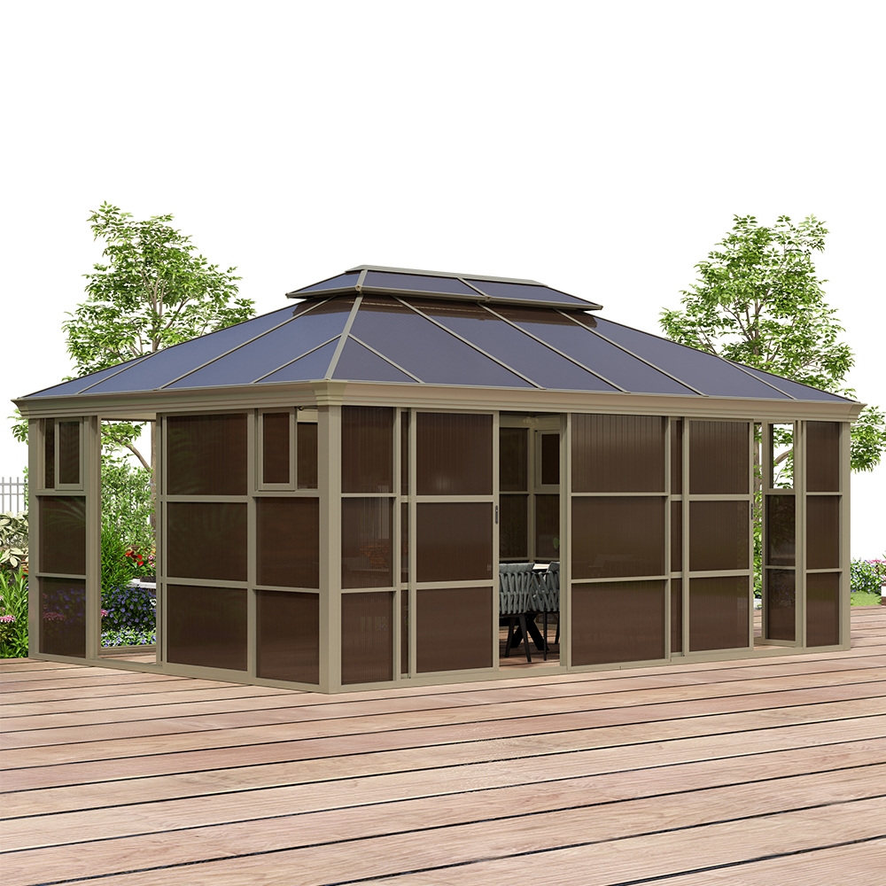 Casa cenador de patio trasero al aire libre de 4*6 m con puertas correderas