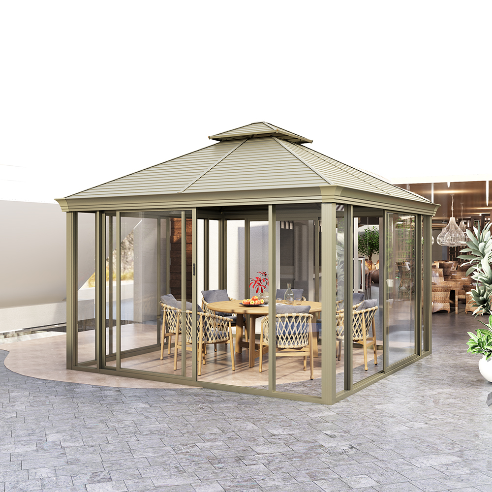 Sombrilla de jardín de casa de policarbonato de 360 ​​* 360 cm